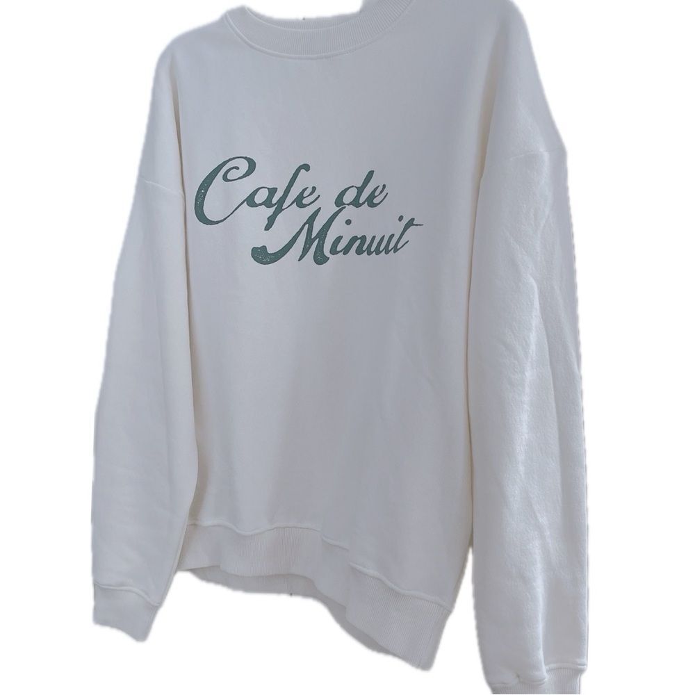 PrettyLittleThing Crewneck Classic Cream Sweatshirt Top with French Script - Picture 2 of 5